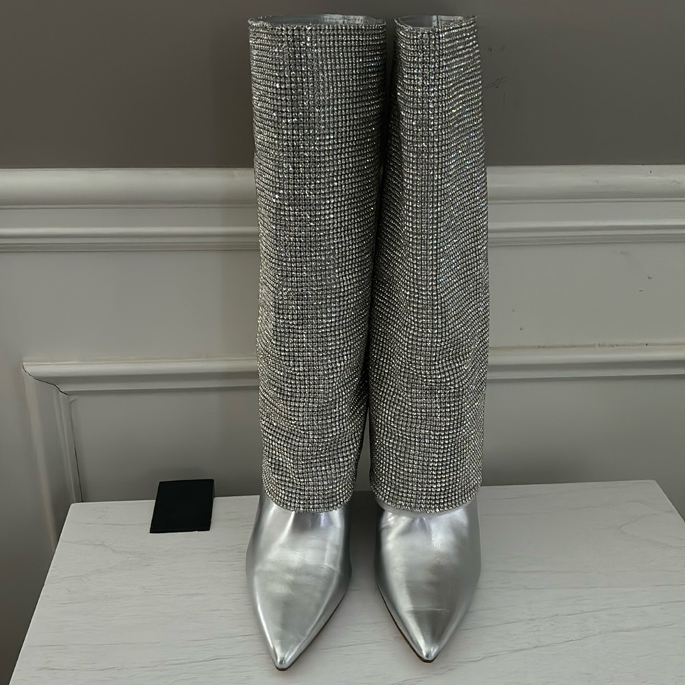 Steve Madden Riski Rhinestone Boots-Silver - Picture 10 of 16